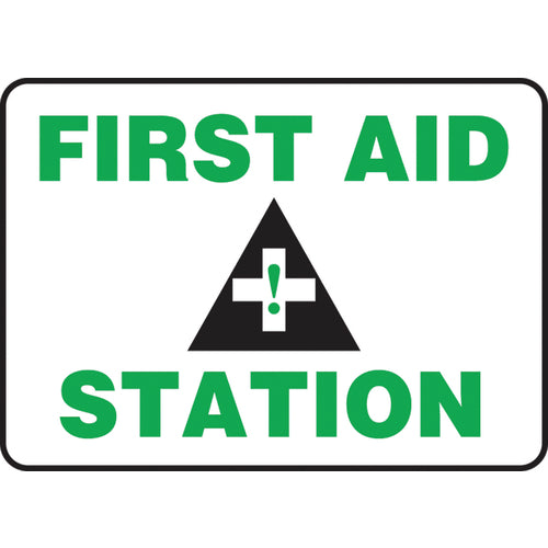 Sign, First Aid Station, 10″ × 14″, Plastic - Makers Industrial Supply