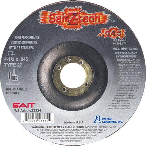 4-1/2″ × 0.045″ × 7/8″ - Zirconium Reinforced Cut-Off Wheel - Makers Industrial Supply