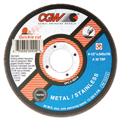 7″ × 0.045″ × 7/8″ - A36T-BF - Aluminum Oxide Reinforced Cut-Off Wheel - Makers Industrial Supply