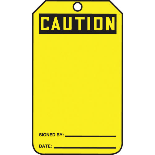 Safety Tag, Caution (Blank), 25/Pk, Cardstock - Makers Industrial Supply