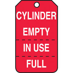 Cylinder Tag, Cylinder Empty, In Use, Full (Perforated), 25/Pk, Cardstock - Makers Industrial Supply