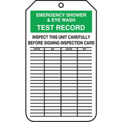 Inspection Record Tag, Emergency Shower & Eye Wash Test Record, 25/PK, Cardstock - Makers Industrial Supply