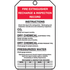 Fire Extinguisher Tag, Recharge & Inspection Record, 25/Pk, Cardstock - Makers Industrial Supply