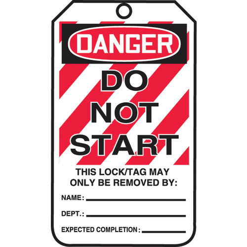 Lockout Tag, Danger Do Not Start, 25/Pk, Cardstock - Makers Industrial Supply