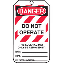 Lockout Tag, Danger Do Not Operate, 25/Pk, Cardstock - Makers Industrial Supply