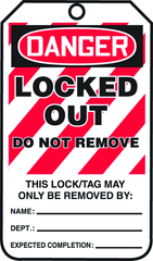 Lockout Tag, Danger Locked Out, 25/Pk, Plastic - Makers Industrial Supply