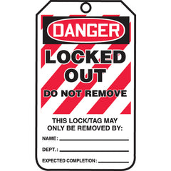 Lockout Tag, Danger Locked Out, 25/Pk, Cardstock - Makers Industrial Supply