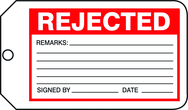 Production Control Tag, Rejected, 25/Pk, Plastic - Makers Industrial Supply