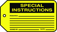 Production Control Tag, Special Instructions, 25/Pk, Plastic - Makers Industrial Supply