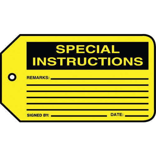 Production Control Tag, Special Instructions, 25/Pk, Cardstock - Makers Industrial Supply