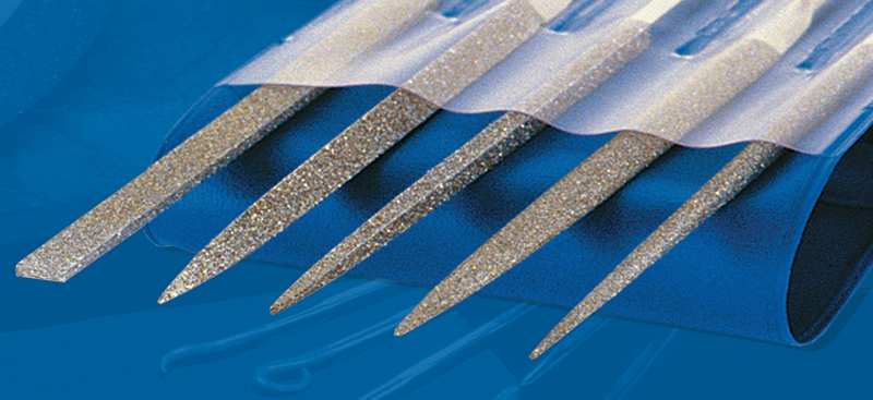 2-3/4'' Diamond Length - 5-1/2'' OAL (Various) - Fine Grit - 5 pc. Set Diamond Needle File - Makers Industrial Supply