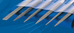 2-3/4'' Diamond Length - 5-1/2'' OAL (Various) - Medium Grit - 6 pc. Set Diamond Needle File - Makers Industrial Supply