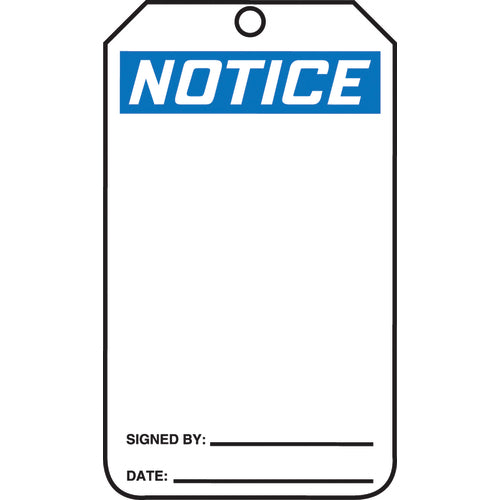 Safety Tag, Notice (Blank), 25/Pk, Cardstock - Makers Industrial Supply