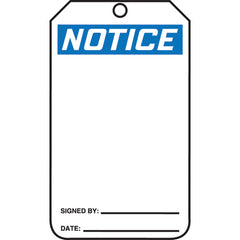 Safety Tag, Notice (Blank), 25/Pk, Cardstock - Makers Industrial Supply