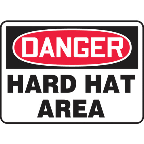 Sign, Danger Hard Hat Area, 10″ × 14″, Aluminum - Makers Industrial Supply