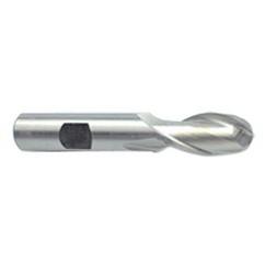 9/16'' Dia. - 3'' OAL - Uncoated HSS - Ball End SE EM - 2 FL - Makers Industrial Supply