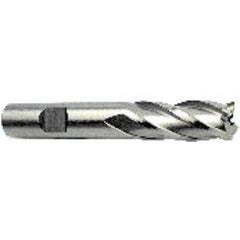 9/16 Dia. x 3-3/8 Overall Length 4-Flute Square End High Speed Steel SE End Mill-Round Shank-Non-Center Cutting-Uncoated - Makers Industrial Supply