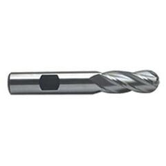 1/4'' Dia. - 2-7/16'' OAL - Uncoated M-42 Cobalt - Ball End SE EM - 4 FL - Makers Industrial Supply