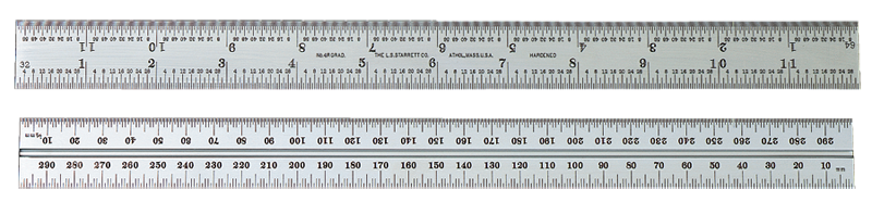 #CB12-4R - 12'' - 4R Graduation - Chrome - Combination Square Blade - Makers Industrial Supply