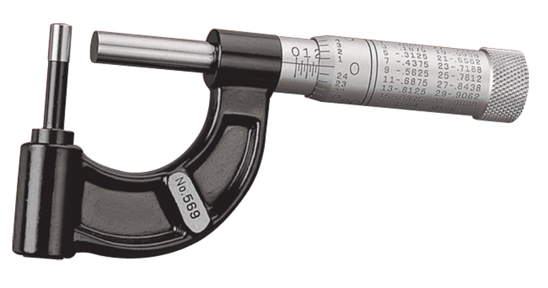 #569AXP - 0 - 1'' Measuring Range - .001" Graduation - Friction Thimble - Carbide Face - Tubing Micrometer - Makers Industrial Supply