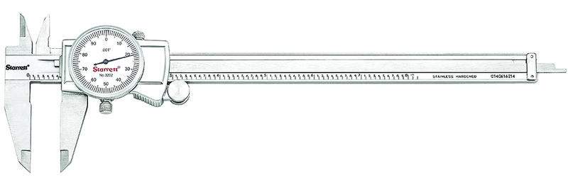 #3202-8 - 0 - 8" Stainless Steel Dial Caliper with .001" Graduation - Makers Industrial Supply