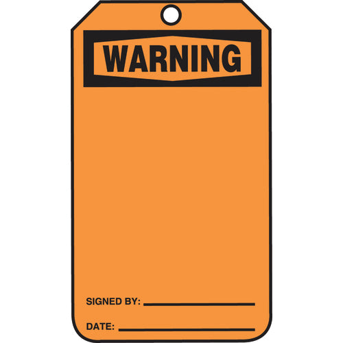 Safety Tag, Warning (Blank), 25/Pk, Cardstock - Makers Industrial Supply