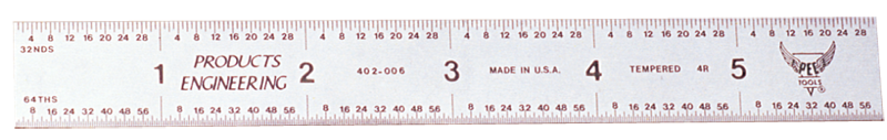 #402-006CT - 6'' Long - 4R Graduation - 3/4'' Wide - Certified Rigid Rule - Makers Industrial Supply