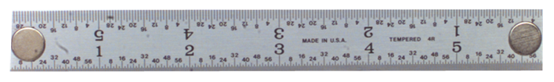 #402-036MG - 36'' Long - 4R Graduation - 1-1/4'' Wide - Rigid Magnet Rule - Makers Industrial Supply