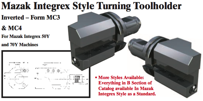 Mazak Integrex Style Turning Toolholder (Inverted Ð Form MC3 Right Hand) - Part #: CNC86 M33.5025R (Top) - Makers Industrial Supply