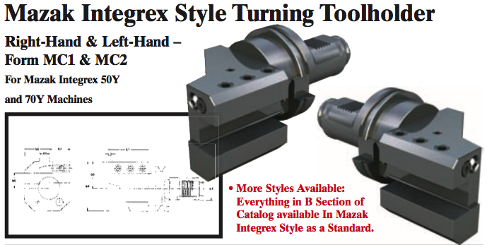 Mazak Integrex Style Turning Toolholder (Form MC1 Right-Hand) - Part #: CNC86 M31.5025R (Top) - Makers Industrial Supply