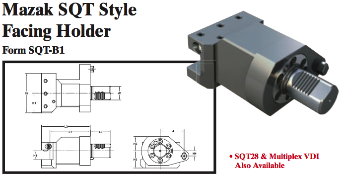 Mazak SQT Style Facing Holder (Form SQT-B1) - Part #: SQT21.1020 - Makers Industrial Supply