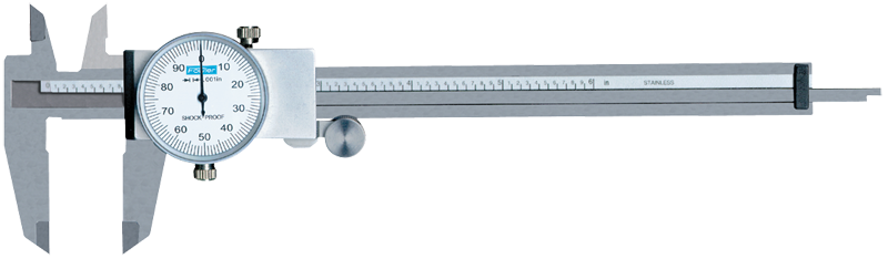 0 - 4'' Measuring Range (.001" Grad.) - Shockproof Steel Dial Caliper - #52-008-714 - Makers Industrial Supply