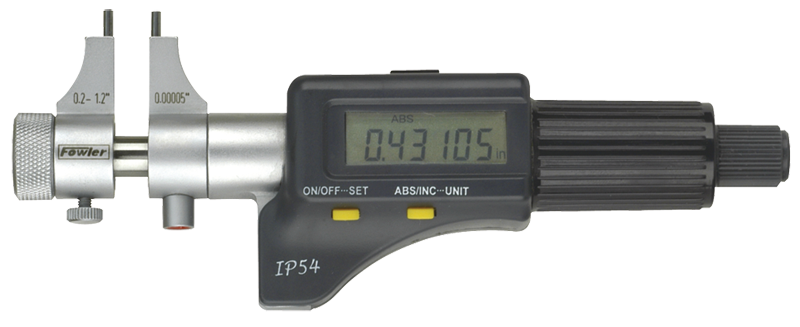 .2 - 1.2'' Measuring Range - .00005/.001mm Resolution - Friction Thimble - Hardened & Ground Face -  Electronic Inside Micrometer - Makers Industrial Supply