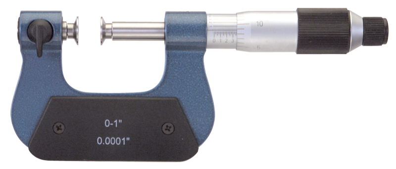 0 - 1'' Measuring Range - .0001 Graduation - Friction Thimble - High Speed Steel Face - Interchangeable Anvil Micrometer - Makers Industrial Supply