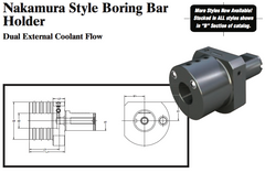 Nakamura Style Boring Bar Holder (Dual External Coolant Flow) - Part #: NK52.5012 - Makers Industrial Supply