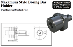 Nakamura Style Boring Bar Holder (Dual External Coolant Flow) - Part #: NK52.3020 - Makers Industrial Supply