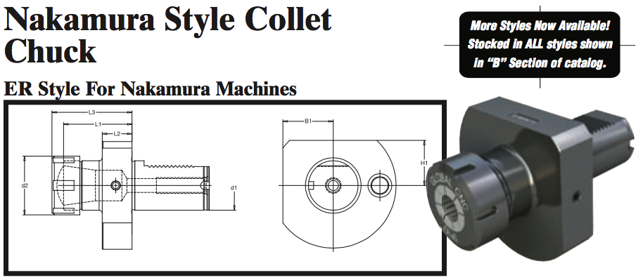 Nakamura Style Collet Chuck (ER Style For Nakamura Machines) - Part #: NK53.3025 - Makers Industrial Supply