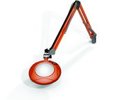 Green-Lite® 5" Brilliant Orange Round LED Magnifier; 43" Reach; Table Edge Clamp - Makers Industrial Supply