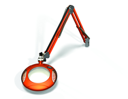 Green-Lite® 6" Brilliant Orange Round LED Magnifier; 43" Reach; Table Edge Clamp - Makers Industrial Supply