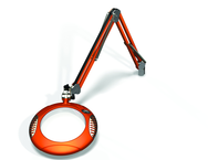 Green-Lite® 7-1/2" Brilliant Orange Round LED Magnifier; 43" Reach; Table Edge Clamp - Makers Industrial Supply