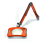 Green-Lite® 7" x 5-1/4"Brilliant Orange Rectangular LED Magnifier; 43" Reach; Table Edge Clamp - Makers Industrial Supply