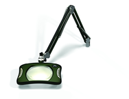 Green-Lite® 7" x 5-1/4"Racing Green Rectangular LED Magnifier; 43" Reach; Table Edge Clamp - Makers Industrial Supply
