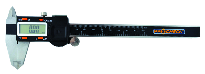 Electronic Digital Caliper - 6"/150mm Range - In/mm/64th .0005/.01mm Resolution - No Output - Makers Industrial Supply