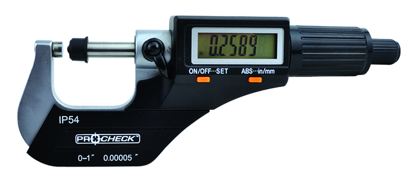 IP54 Electronic Micrometer - 0-1"/25.4mm Range - .00005"/.001mm Resolution - Output S4 Connector - Makers Industrial Supply