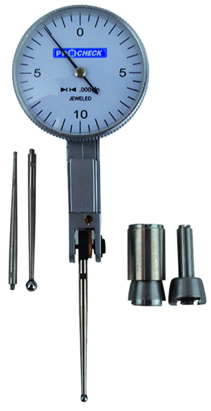 3x1.437" - Long Point - Test Indicator - 0.02/0.0005" White Dial - Makers Industrial Supply