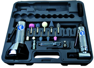 #2060 - Pneumatic Cut-Off Tool & Right Angle Grinder Kit - Includes: 1) each: Angle Die Grinder with collets; 3" Cut-Off Tool; Air Fitting (3) Cut-Off Wheels; (10) Mounted Points; (3) Spanner Wrenches; and Case - Makers Industrial Supply
