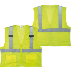 ‎Class 2 Mesh Vest; Contrasting Color Strip, Zipper Closure, Outside Pocket - 2XL - Makers Industrial Supply