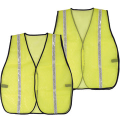 Universal Mesh Vest; Hi-Vis Lime Green, Velcro Closure - One Size Fits Most - Makers Industrial Supply