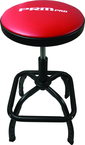 Shop Stool Heavy Duty- Air Adjustable with Square Foot Rest - Red Seat - Black Square Base - Makers Industrial Supply