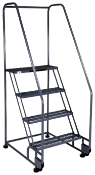 Model 5TR26E4; 5 Steps; 28 x 54'' Base Size - Tilt-N-Roll Ladder - Makers Industrial Supply